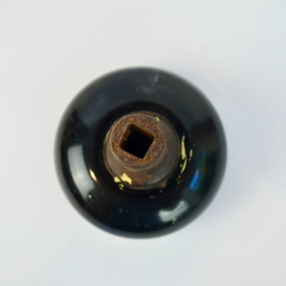 Antique Black Porcelain Door Knob Vintage Salvage Hardware - Picture 5 of 5